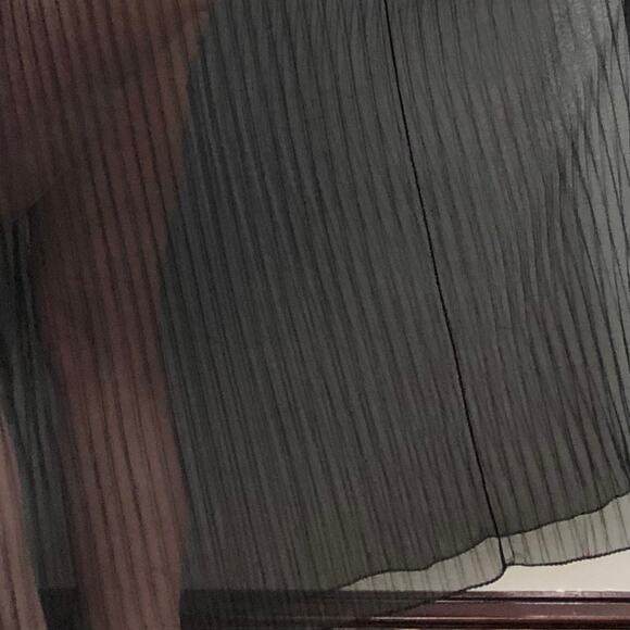 Vintage Black Chiffon Nightgown, Sheer Accordion Pleat Nightie Sz Small - Picture 11 of 12